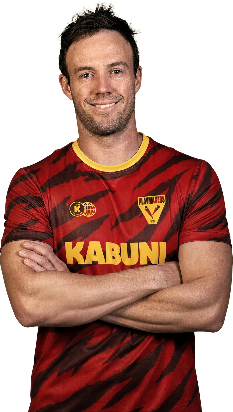 AB de Villiers wearing the Playmakers shirt